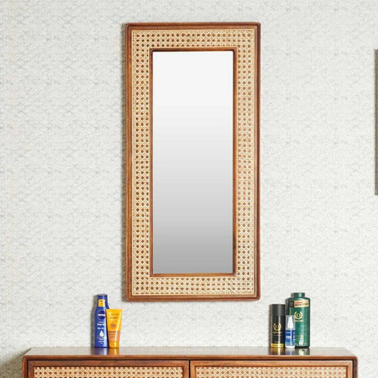 Handcrafted Modern Cane Mirror