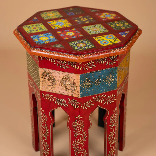 Vibrant Hand Painted Stool