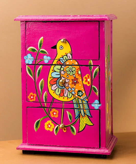 Hand Painted Wooden 3 Drawer Bedside Table
