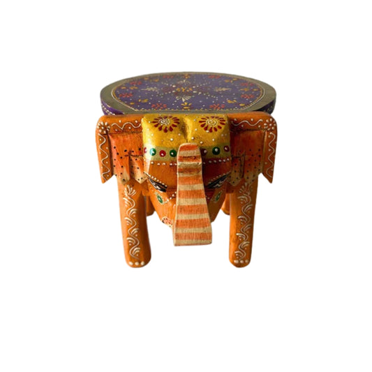 Handpainted Wooden Elephant Stool