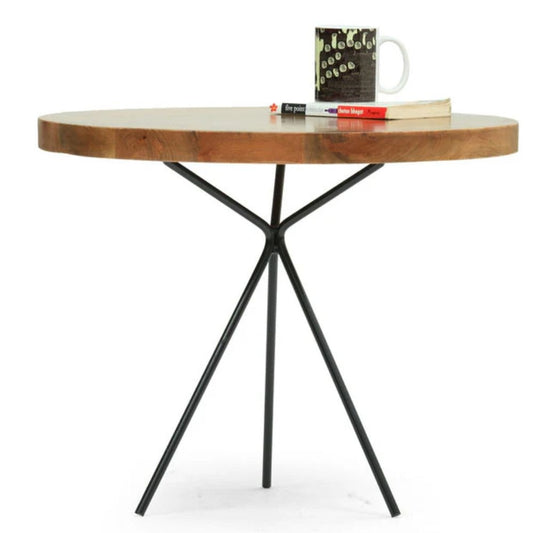 Wooden Round Shape & Iron Side Table