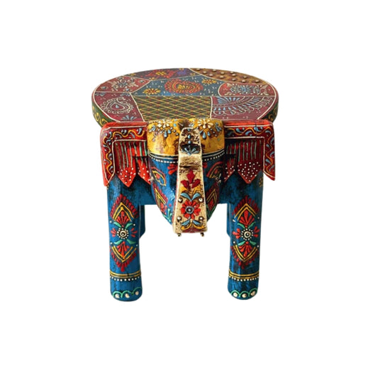 Handpainted Wooden Elephant Stool
