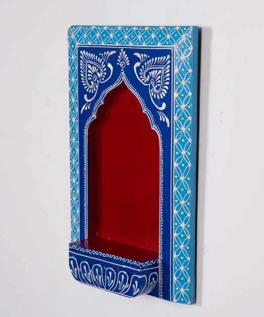 Wooden Hand Painted Wall Frame Red & Sky Blue