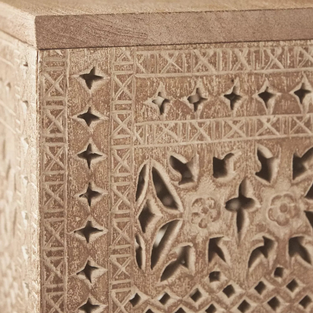 Handcrafted Wooden Curved Side Table