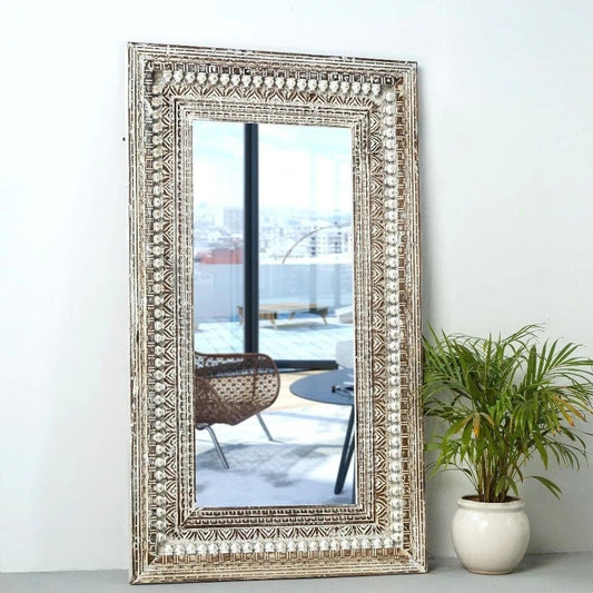 Hand Curved Antique Wooden Mirror
