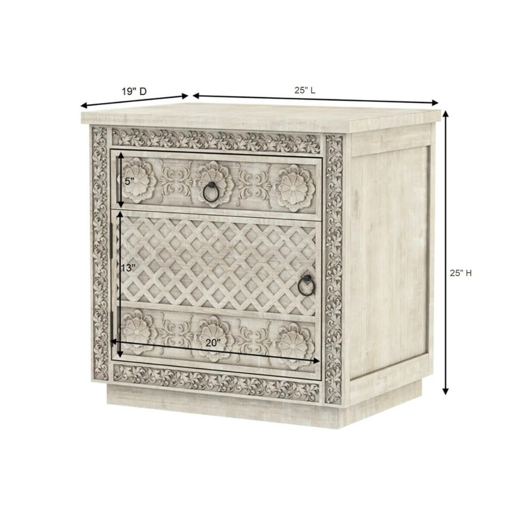 Handcurved White Bedside Furniture