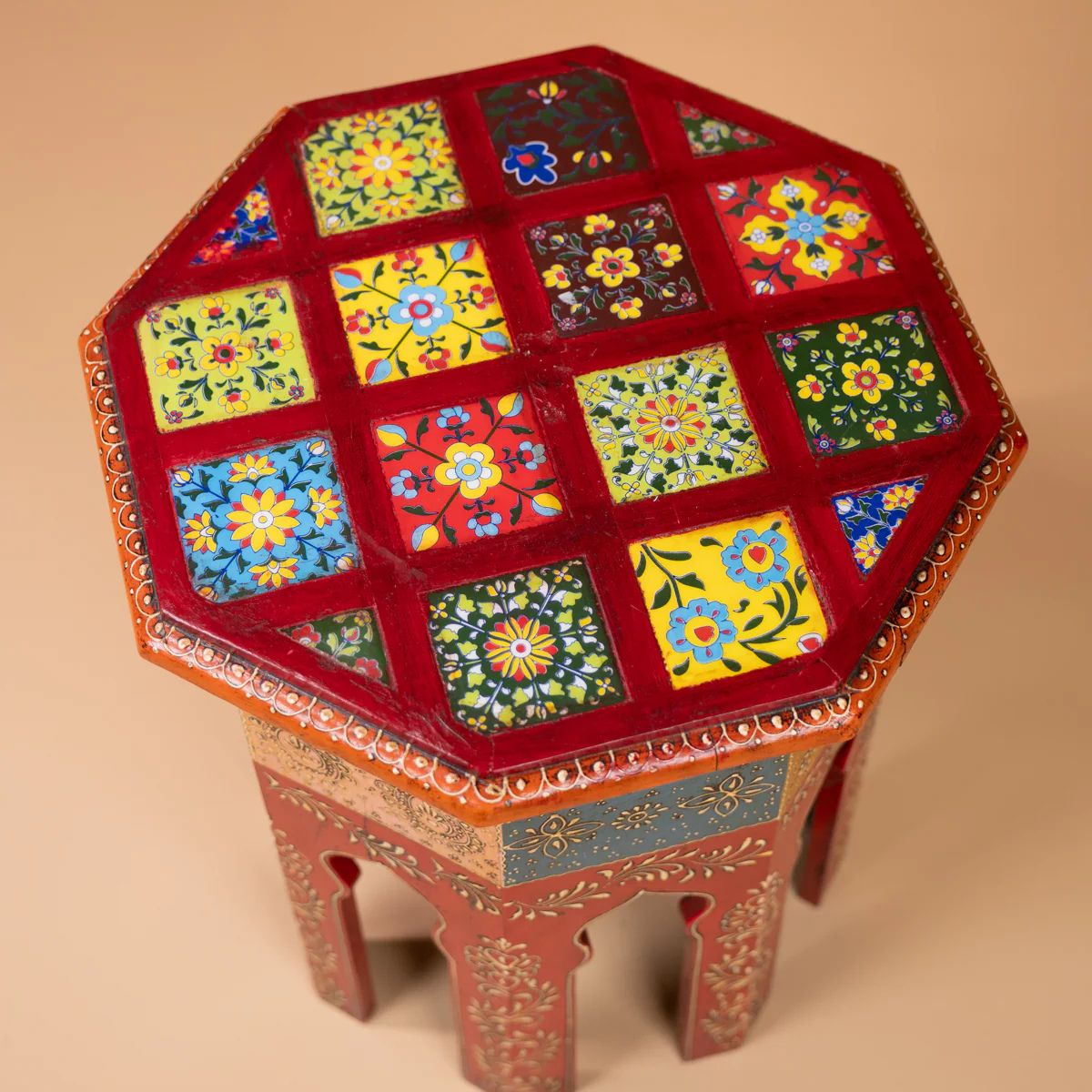 Vibrant Hand Painted Stool