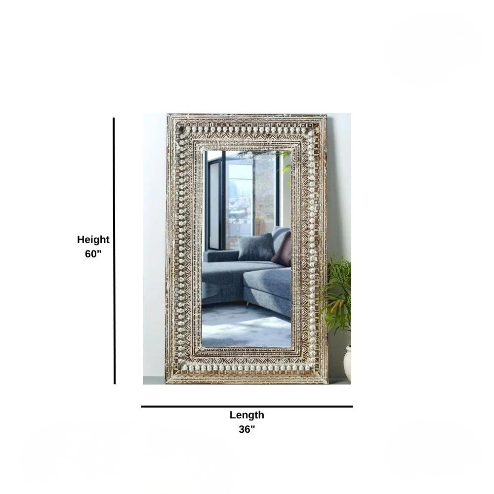 Hand Curved Antique Wooden Mirror