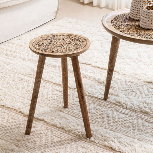 Hand-Carved Side Table