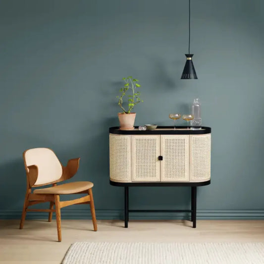 Handcrafted Cane Modern Bedside Table