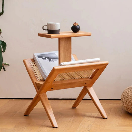 Handcrafted Wooden Cane Side Table