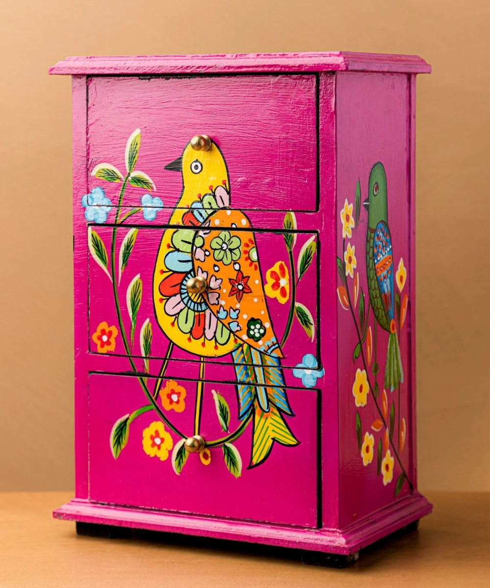 Hand Painted Wooden  3 Drawer Bedside Table