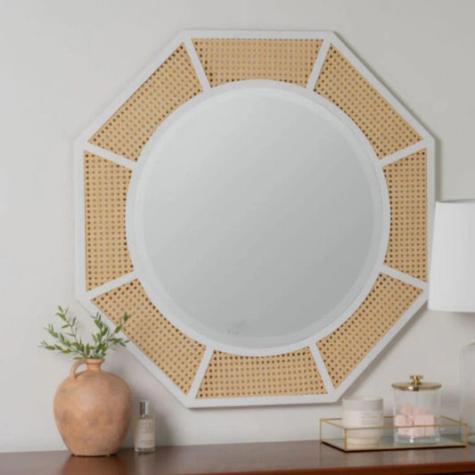 Handmade Cane Round Mirror