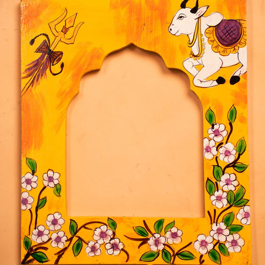 Wooden Hand Painted Photo Frame Yellow