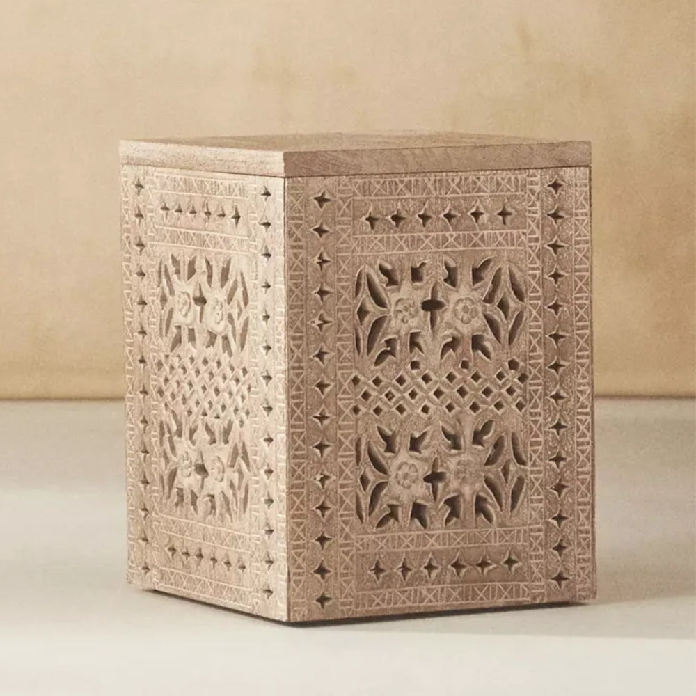 Handcrafted Wooden Curved Side Table