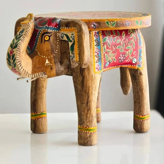 Handpainted Wooden Elephant Stool