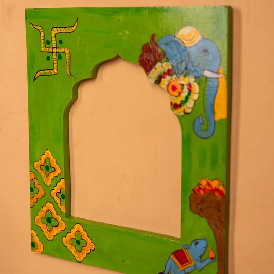 Wooden Hand Painted Photo Frame Green