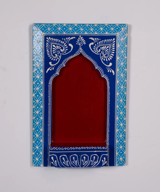 Wooden Hand Painted Wall Frame Red & Sky Blue