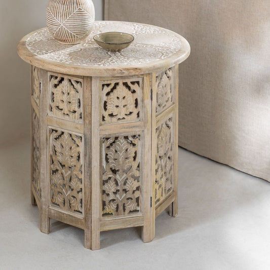 Hand-Carved Folding Side | Coffee Table