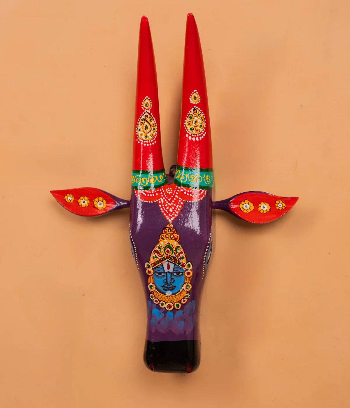 Hand Painted Cow Head red