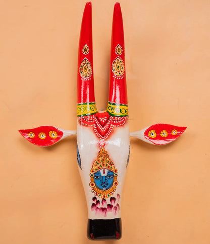 Hand Painted Cow Face White & Red