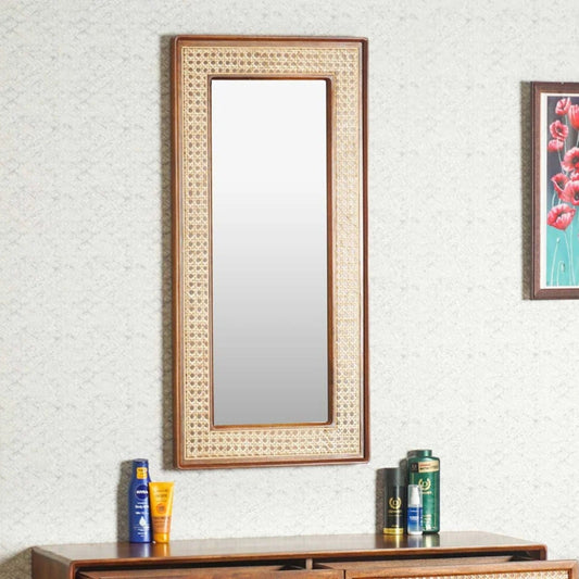Handcrafted Modern Cane Mirror