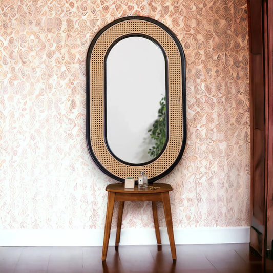 Handcrafted Modern Cane Mirror