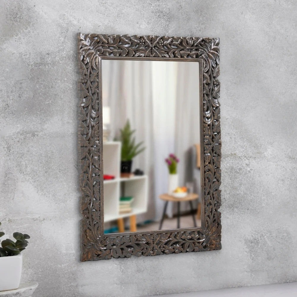 Hand Curved  Wooden Mirror