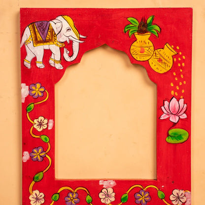 Wooden Hand Painted Photo Frame Red