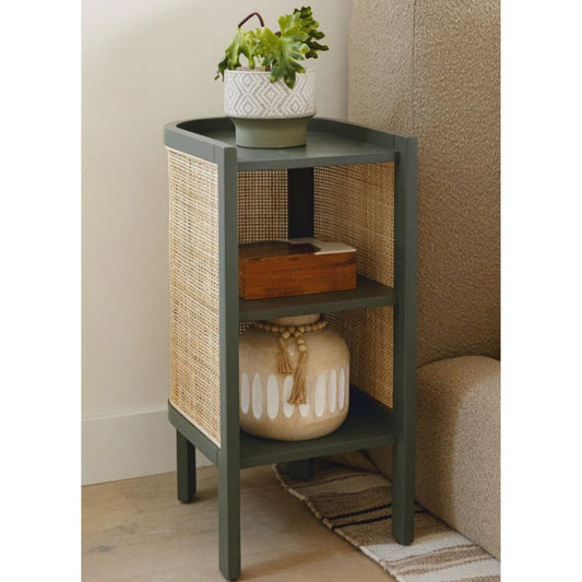 Cane Bedside Table Storage Drawer