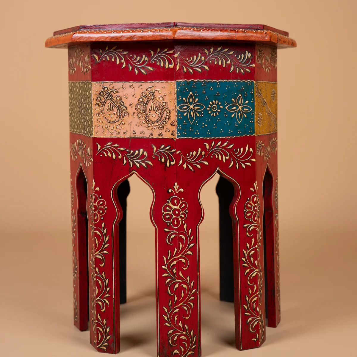 Vibrant Hand Painted Stool