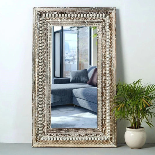 Hand Curved Antique Wooden Mirror