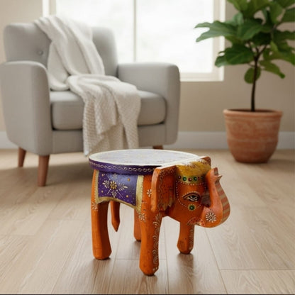 Handpainted Wooden Elephant Stool