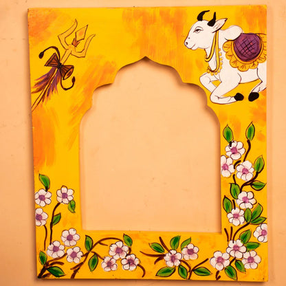 Wooden Hand Painted Photo Frame Yellow
