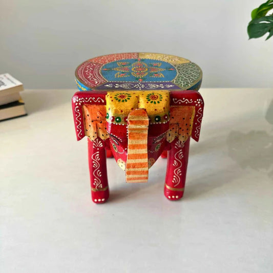 Handpainted Wooden Elephant Stool
