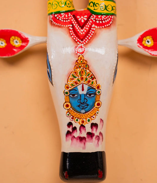 Hand Painted Cow Face White & Red