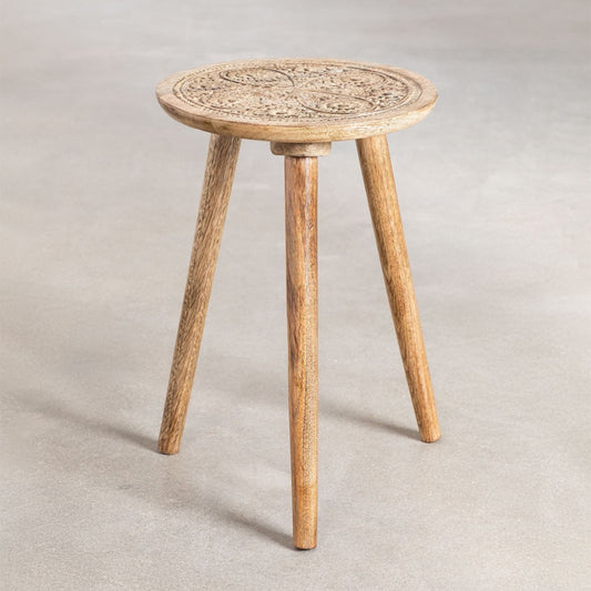 Hand-Carved Side Table