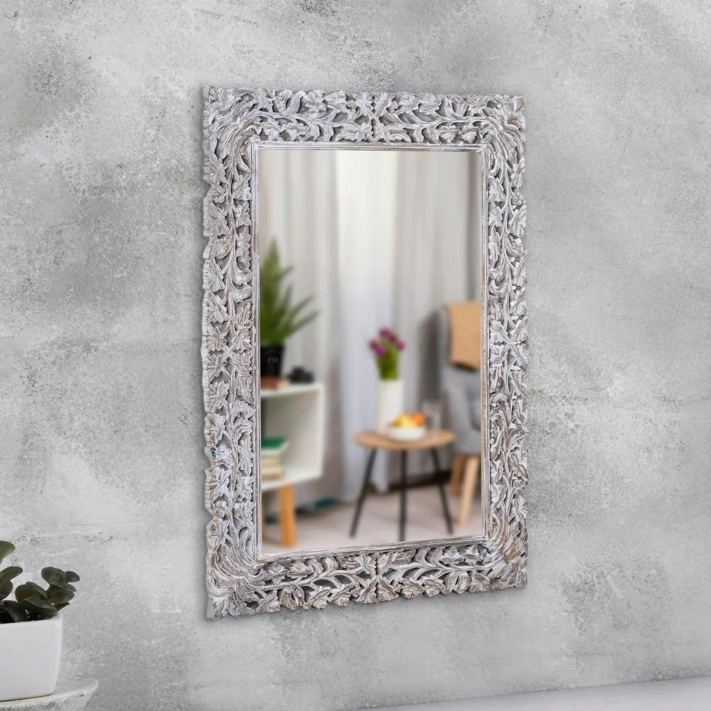 Hand Curved Antique Wooden Mirror