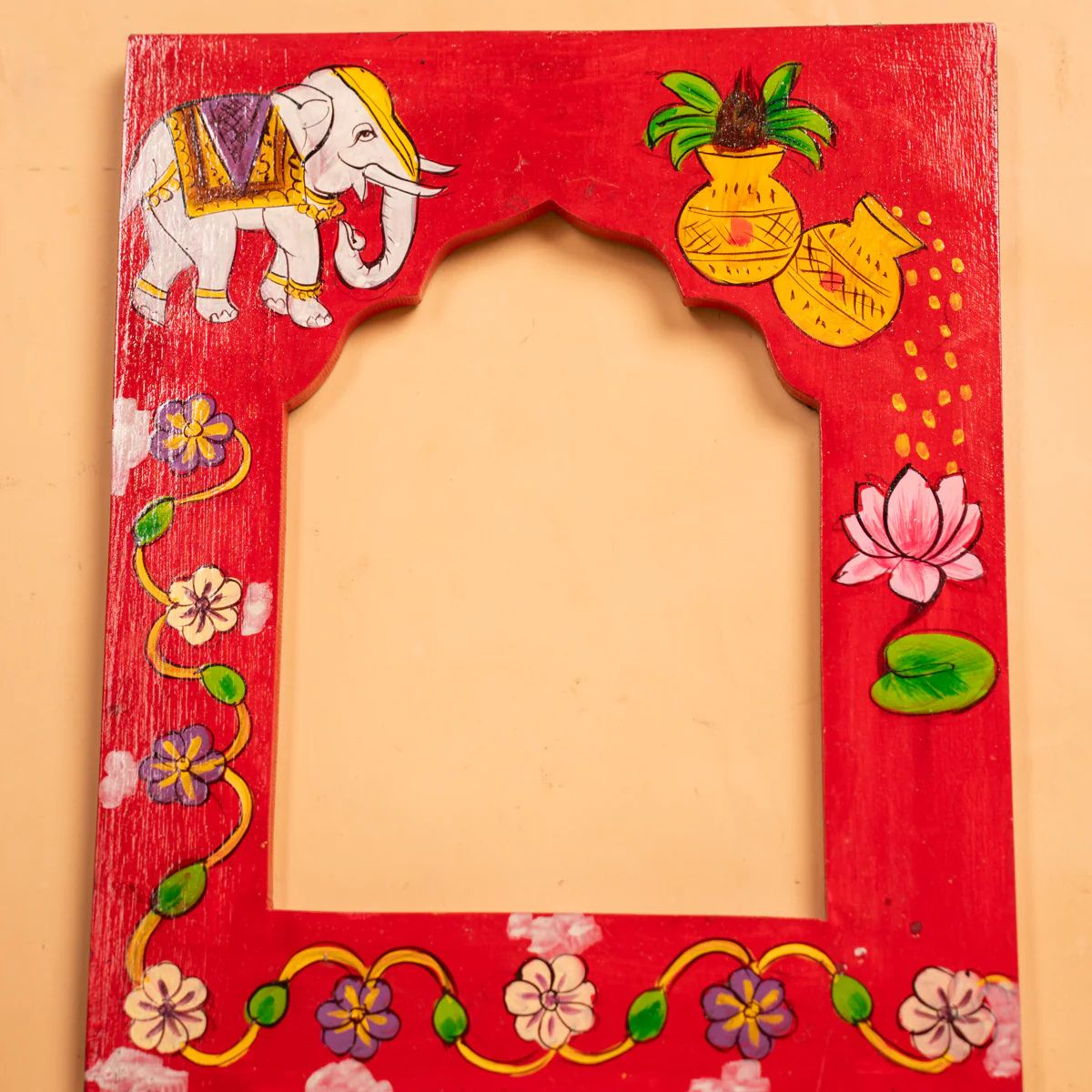 Wooden Hand Painted Photo Frame Red