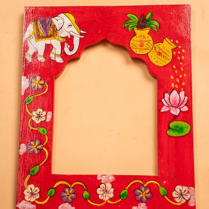 Wooden Hand Painted Photo Frame Red