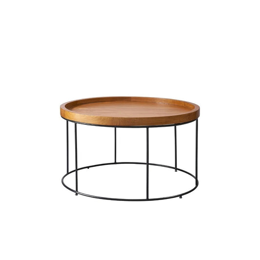 Handcrafted Wooden Round Iron Shape Table Furniture