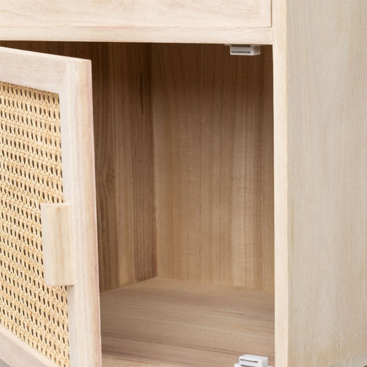 Cane 1 Drawer & 1 Door Bedside Table