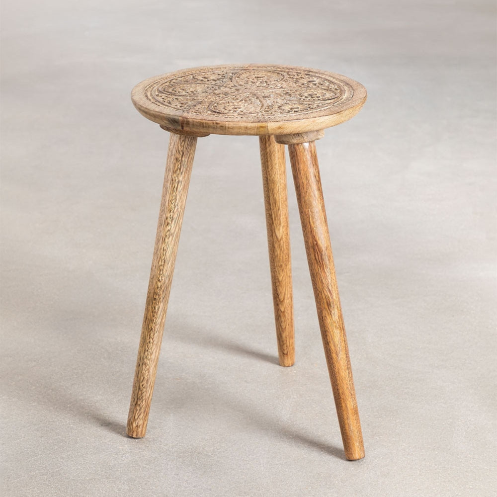Hand-Carved Side Table