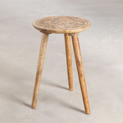 Hand-Carved Side Table