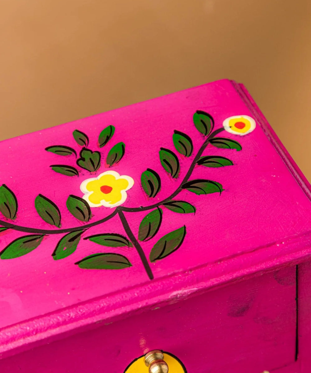 Hand Painted Wooden  3 Drawer Bedside Table