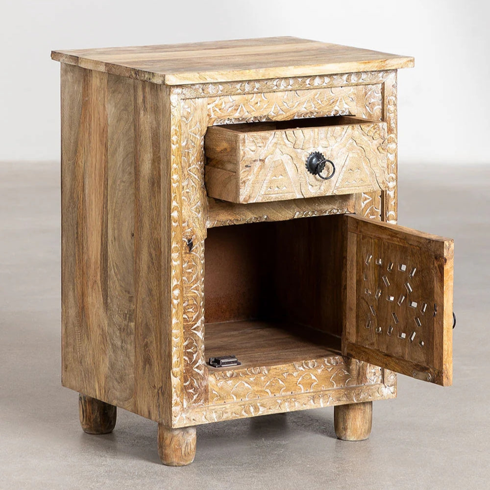 Flora Handcarved Bedside