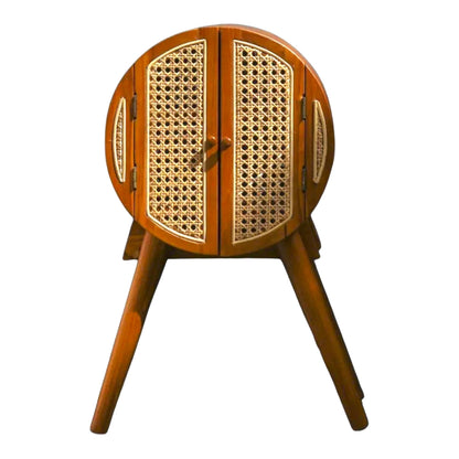 Wooden Cane Bedside Table