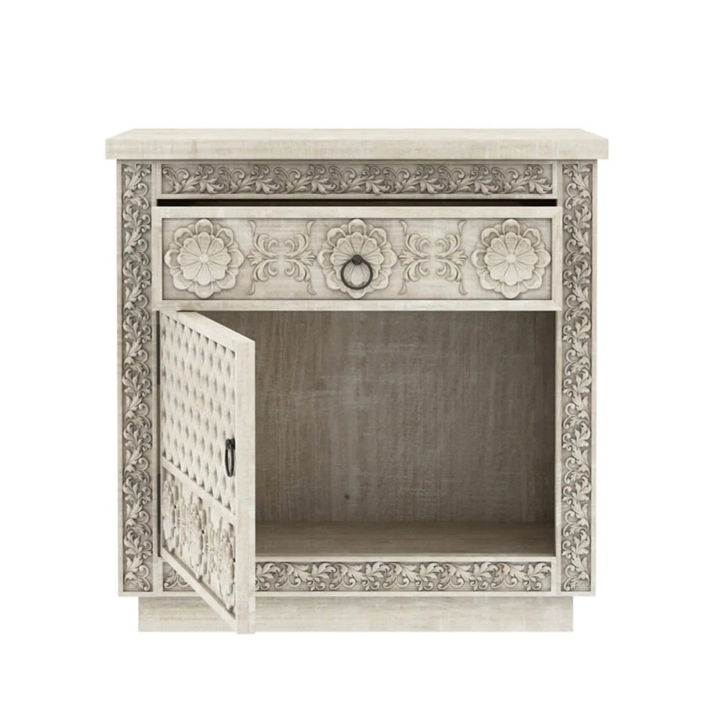 Handcurved White Bedside Furniture