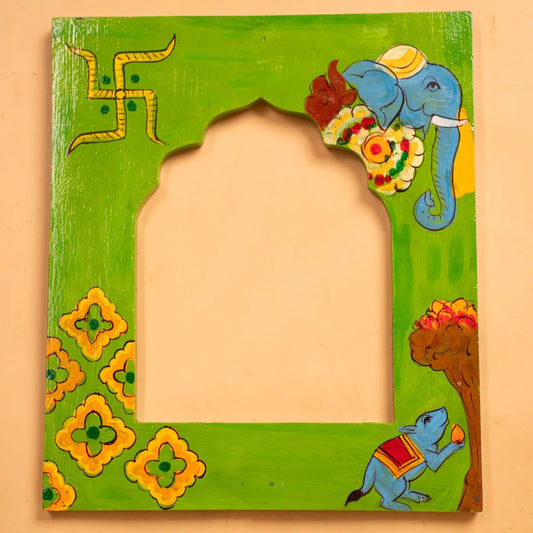 Wooden Hand Painted Photo Frame Green