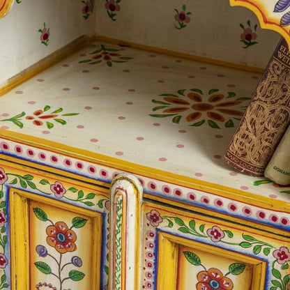 Hand Painted Living Room Wooden Bedside – floral design